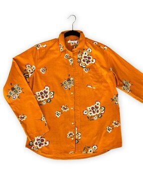 Adam Mar Bright Orange Printed Cotton Shirt